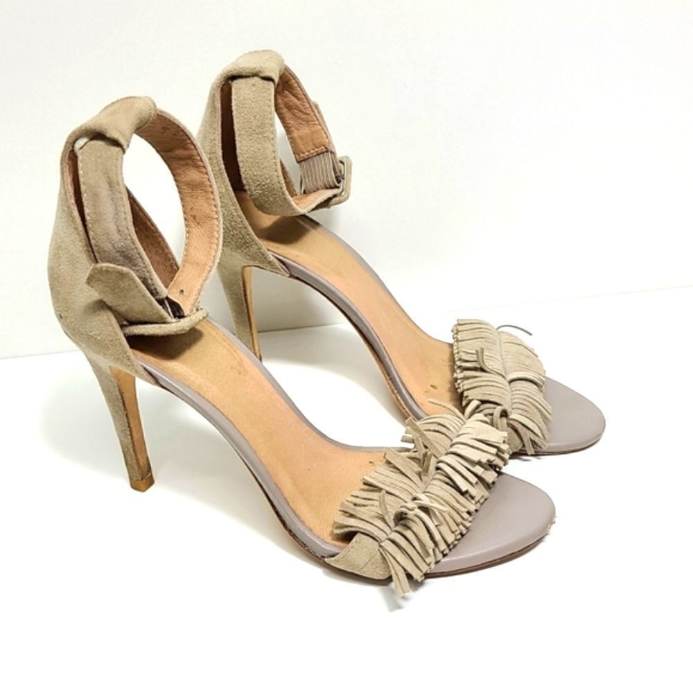 Joie Sandals Womens Size 7.5 Tan Suede Open Toe Heels‎ Ankle Strap
